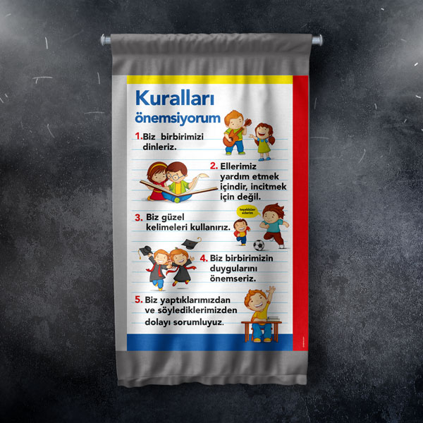 Okul ve Sınıf Kuralları Duvar Flaması
