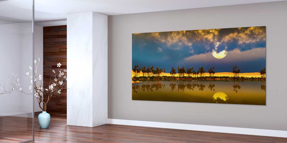 Ay Işığında Vaha Yansıması Büyük Ebat Duvar Dekoru 14011