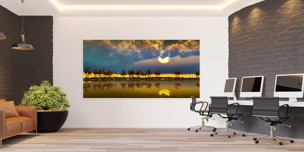 Ay Işığında Vaha Yansıması Büyük Ebat Duvar Dekoru 14011