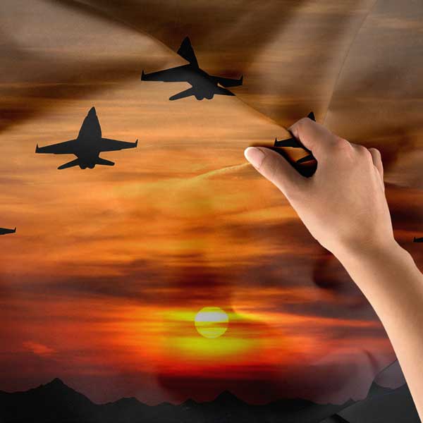 Gün Batımında Savaş Uçakları Temalı Duvar Örtüsü 11044