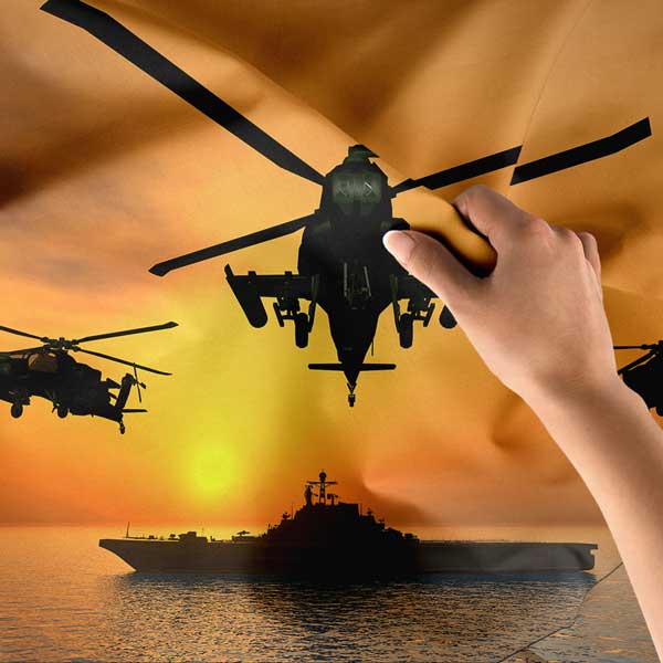 Gün Batımında Helikopterler ve Uçak Gemisi Duvar Örtüsü 11046