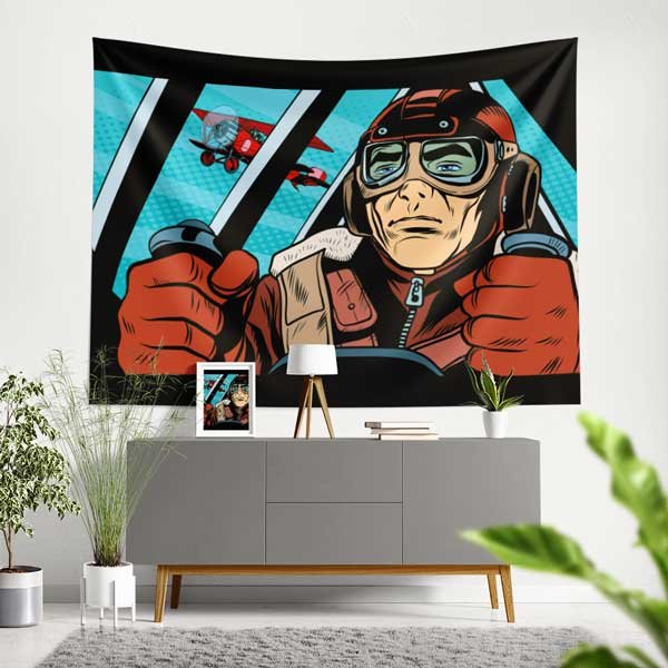 air-force-wall-art-11050-00 Pilot ve Çift Kanatlı Uçaklar Pop Art Duvar Örtüsü 11050