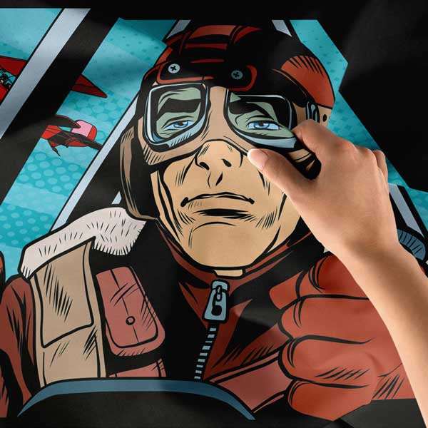 Pilot ve Çift Kanatlı Uçaklar Pop Art Duvar Örtüsü 11050