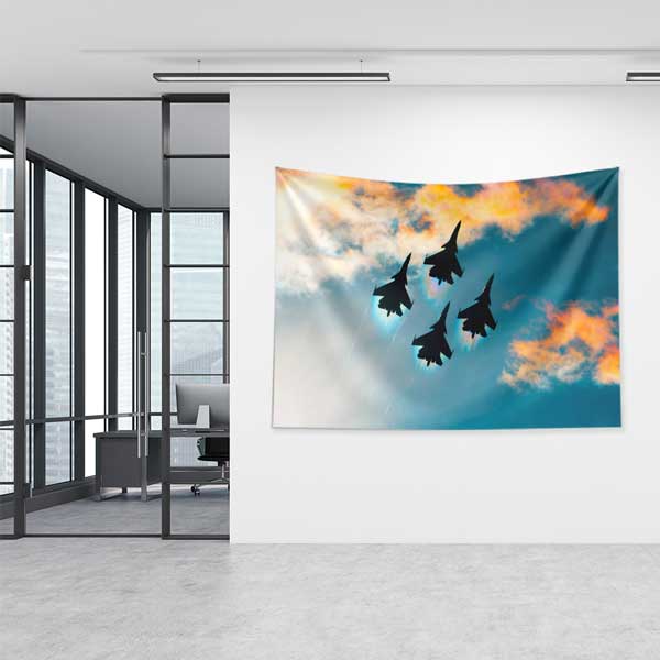 Bulutlar Arasında Savaş Jetleri Formasyonu Duvar Örtüsü 11053