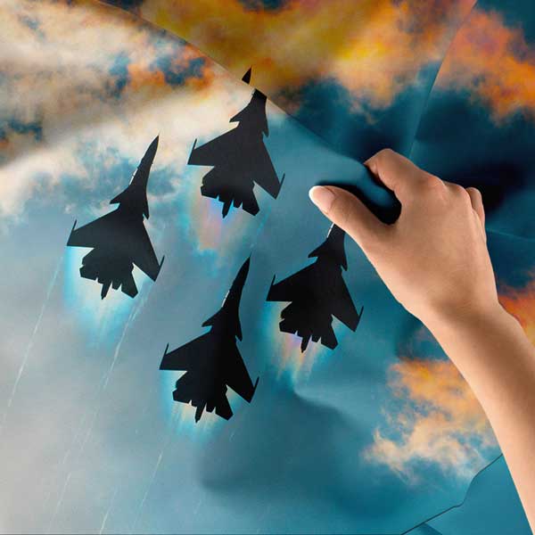 Bulutlar Arasında Savaş Jetleri Formasyonu Duvar Örtüsü 11053