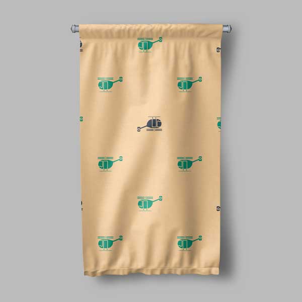 Helikopter Desenli Krem Duvar Flaması 11151