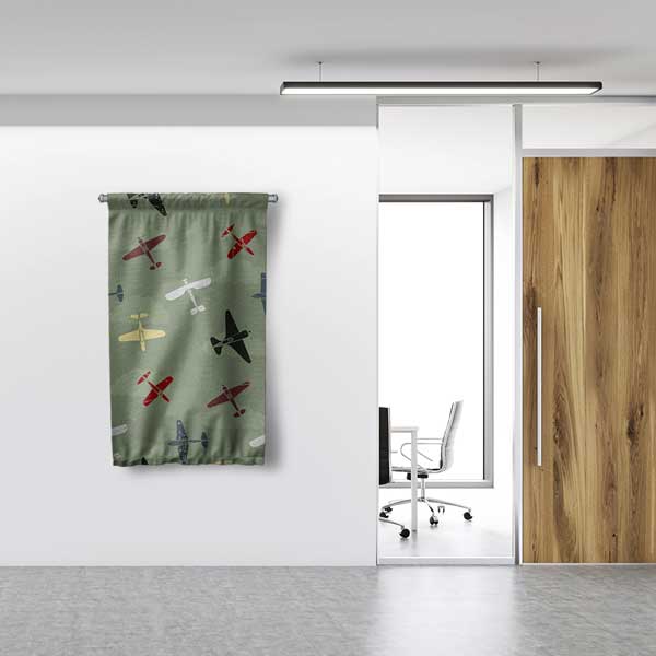 Vintage Uçak Desenli Duvar Flaması 11153