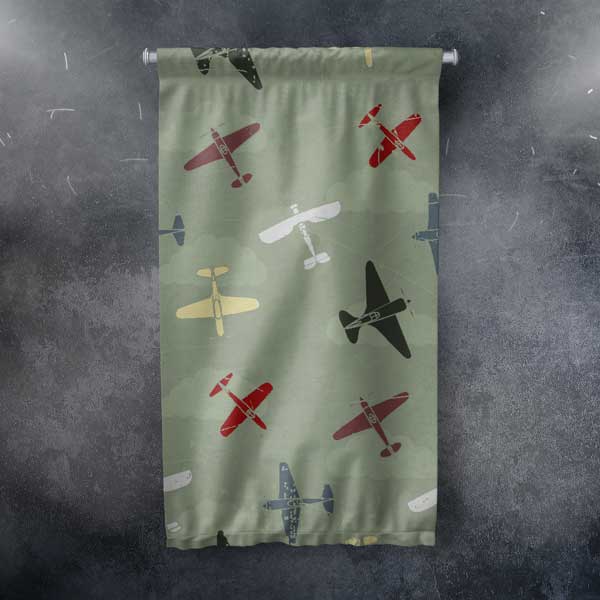 Vintage Uçak Desenli Duvar Flaması 11153