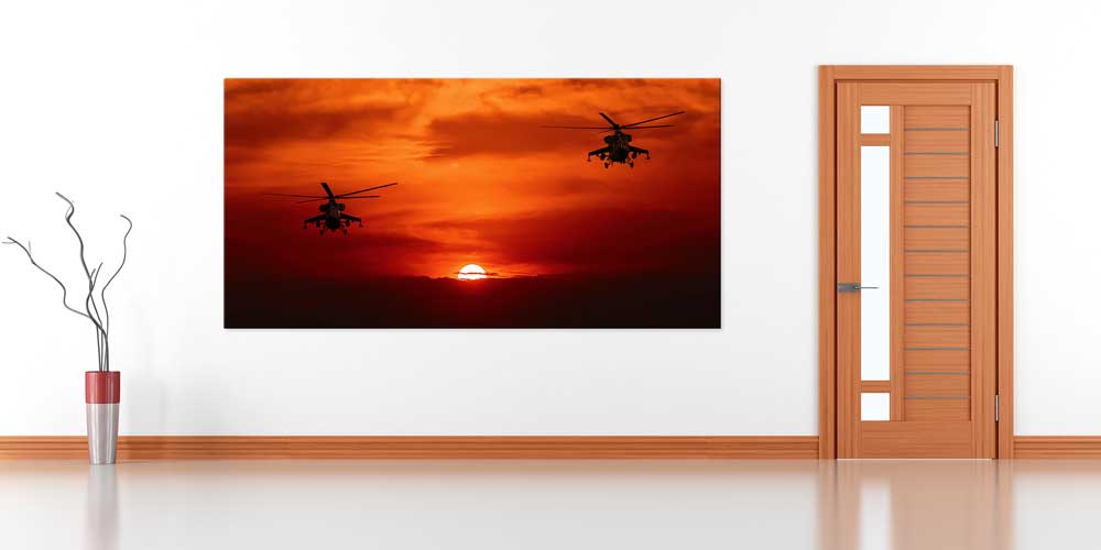 Helikopter Filosu Gün Batımı Dekoratif Baskı 11301