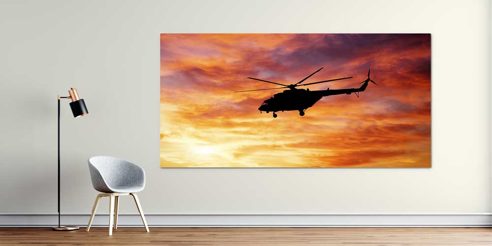 Helikopter Gün Batımı Silüet Dekoratif Baskı 11305