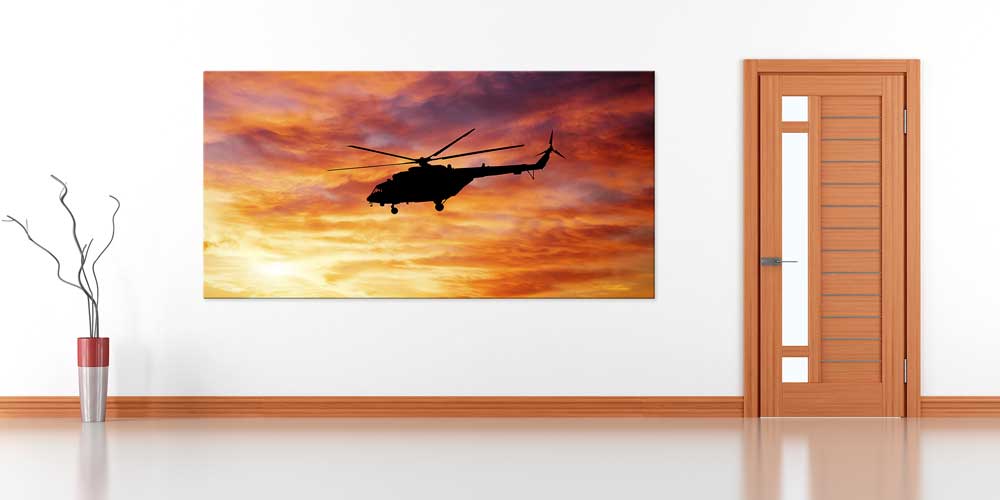 Helikopter Gün Batımı Silüet Dekoratif Baskı 11305