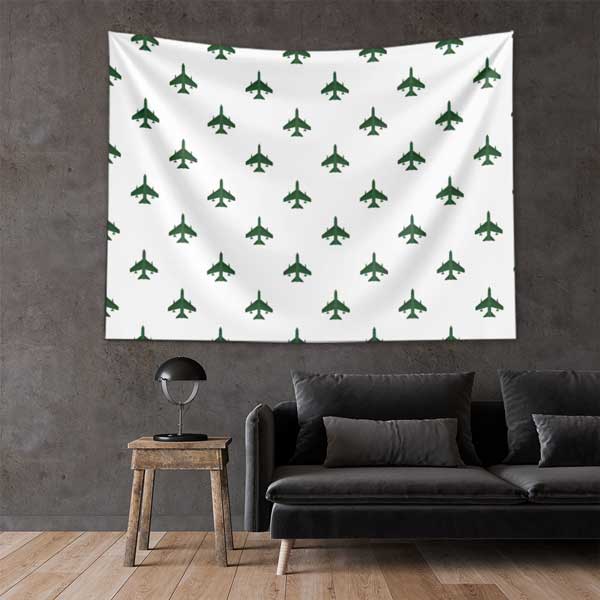 Yeşil Uçak Desenli Duvar Örtüsü 11062