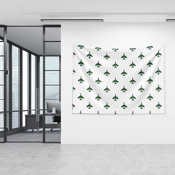 Yeşil Uçak Desenli Duvar Örtüsü 11062