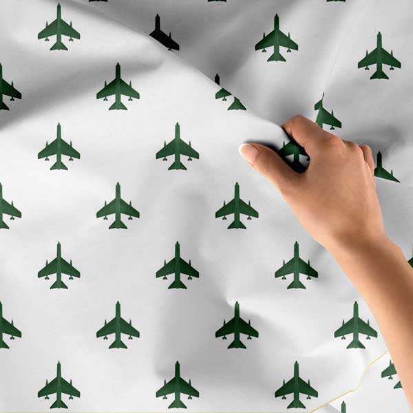 Yeşil Uçak Desenli Duvar Örtüsü 11062