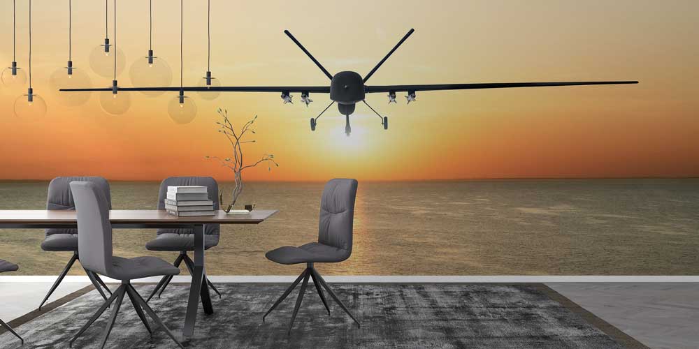 İnsansız Hava Aracı (İHA) Deniz Üzerinde Gün Batımı Duvar Kağıdı 10952