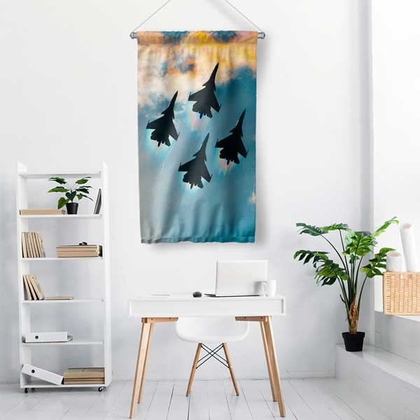 Jet Uçağı Filosu Duvar Flaması 11146