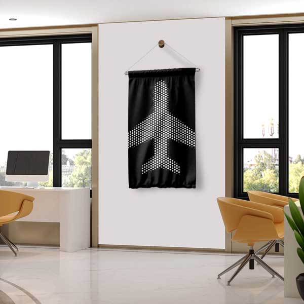 Pikselli Uçak Silueti Duvar Flaması 11147