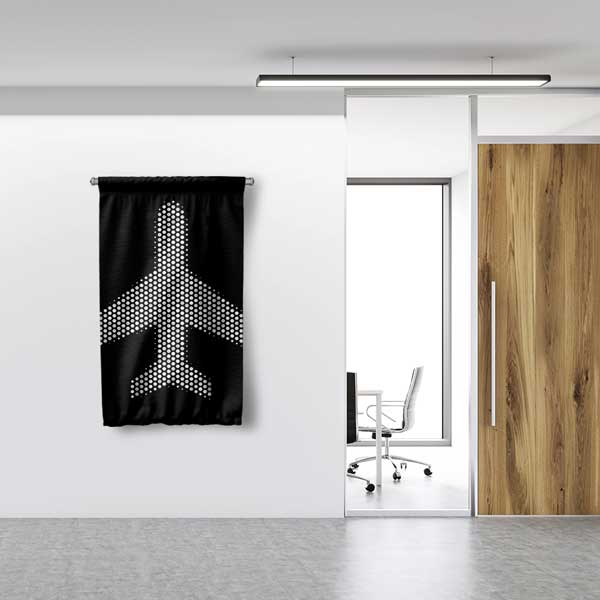 Pikselli Uçak Silueti Duvar Flaması 11147