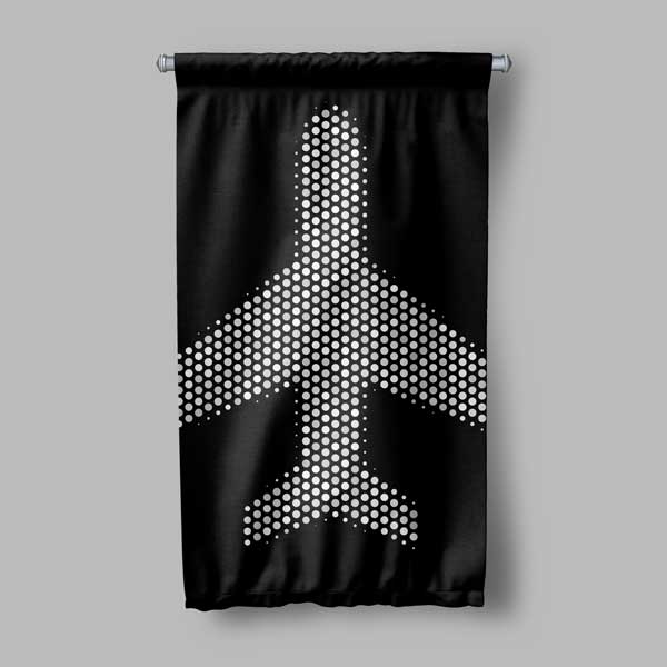 Pikselli Uçak Silueti Duvar Flaması 11147