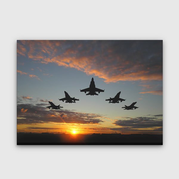 Savaş Uçağı Filosu Gün Batımı Kanvas Tablo – 11203