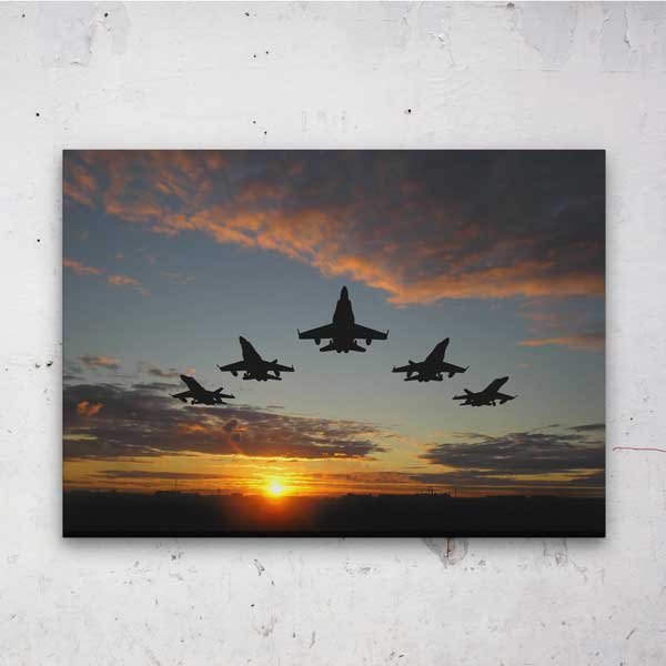 Savaş Uçağı Filosu Gün Batımı Kanvas Tablo – 11203
