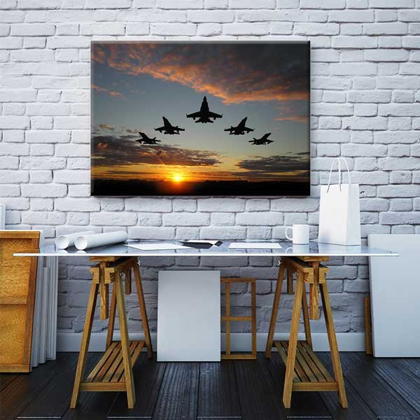 Savaş Uçağı Filosu Gün Batımı Kanvas Tablo – 11203