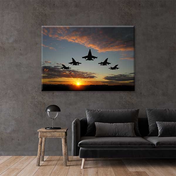 Savaş Uçağı Filosu Gün Batımı Kanvas Tablo – 11203