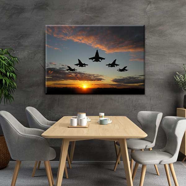 Savaş Uçağı Filosu Gün Batımı Kanvas Tablo – 11203