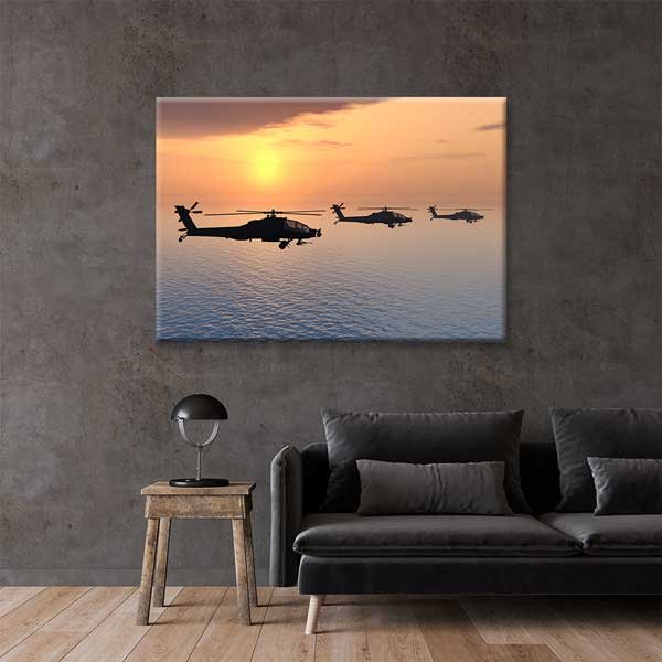 air-force-wall-canvas-11205-01 Helikopterler Deniz Üzerinde Gün Batımı Kanvas Tablo – 11205