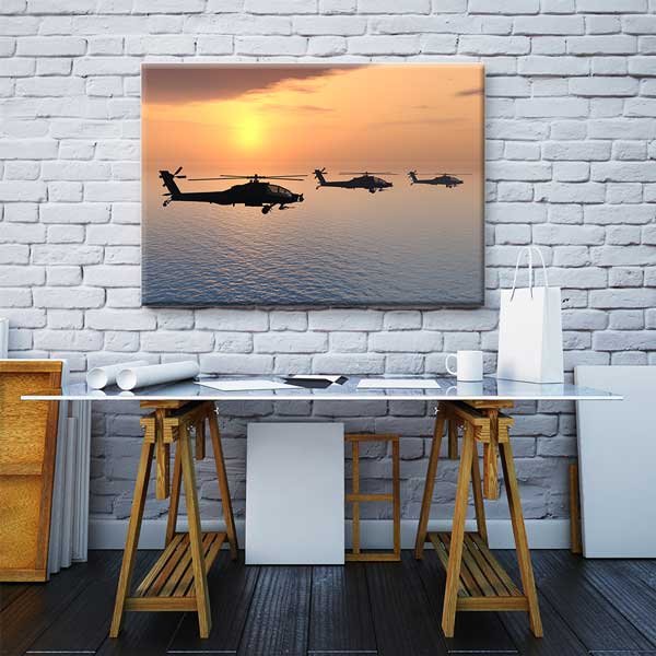 air-force-wall-canvas-11205-02 Helikopterler Deniz Üzerinde Gün Batımı Kanvas Tablo – 11205