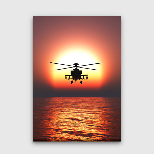 Helikopter Gün Batımı Silüeti Kanvas Tablo – 11276