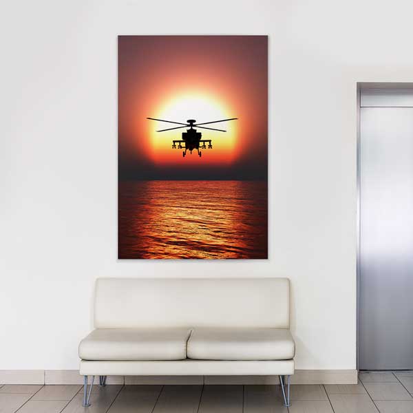 Helikopter Gün Batımı Silüeti Kanvas Tablo – 11276