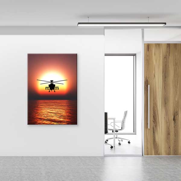 Helikopter Gün Batımı Silüeti Kanvas Tablo – 11276