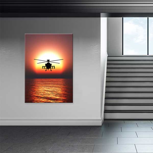Helikopter Gün Batımı Silüeti Kanvas Tablo – 11276