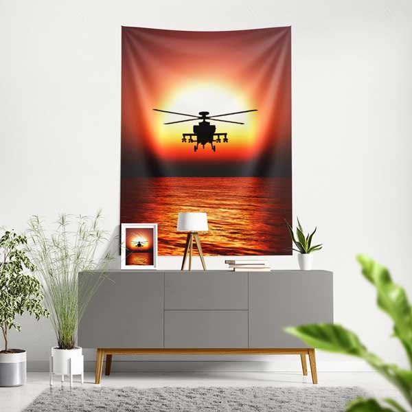 air-force-wall-decor-11133-00 Gün Batımı Helikopter Silüeti Duvar Örtüsü 11133