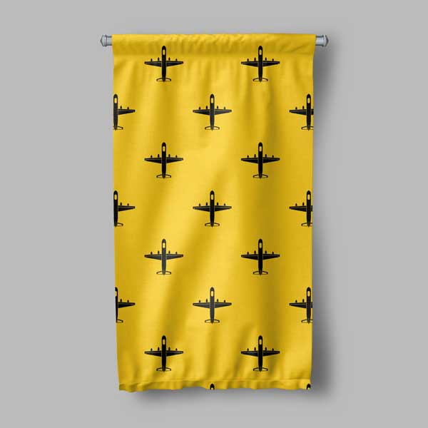 Uçak Desenli Sarı Duvar Flaması 11148