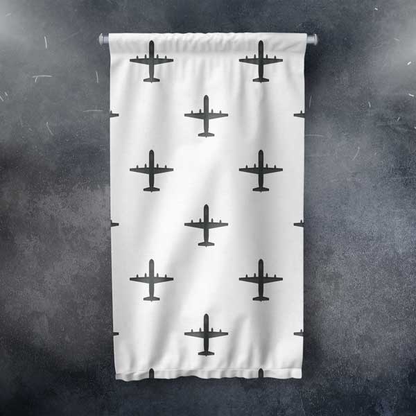 Uçak Desenli Beyaz Duvar Flaması 11149