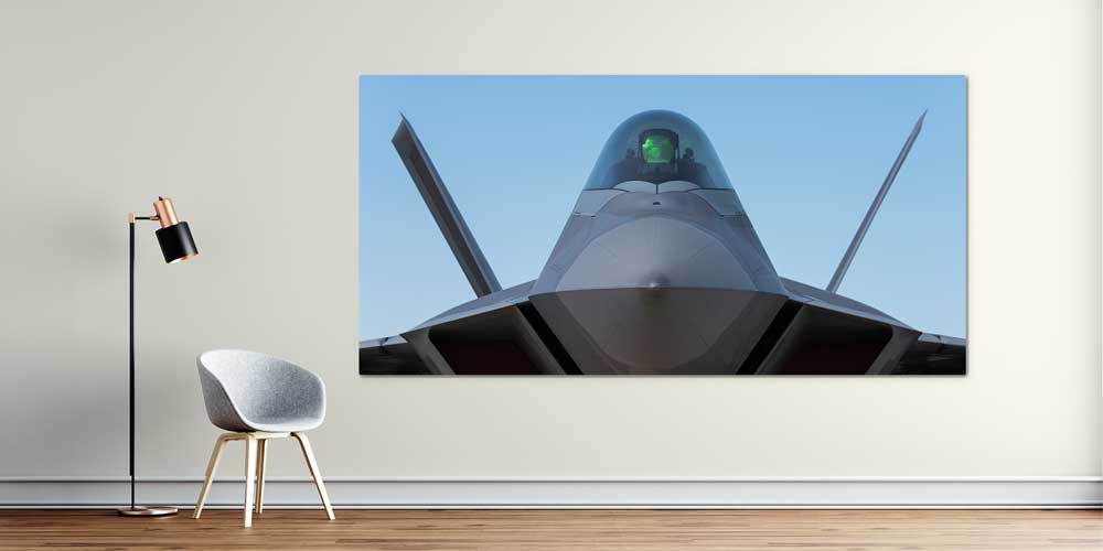 F-22 Raptor Savaş Uçağı Burun Görünümü Dekoratif Baskı 11303