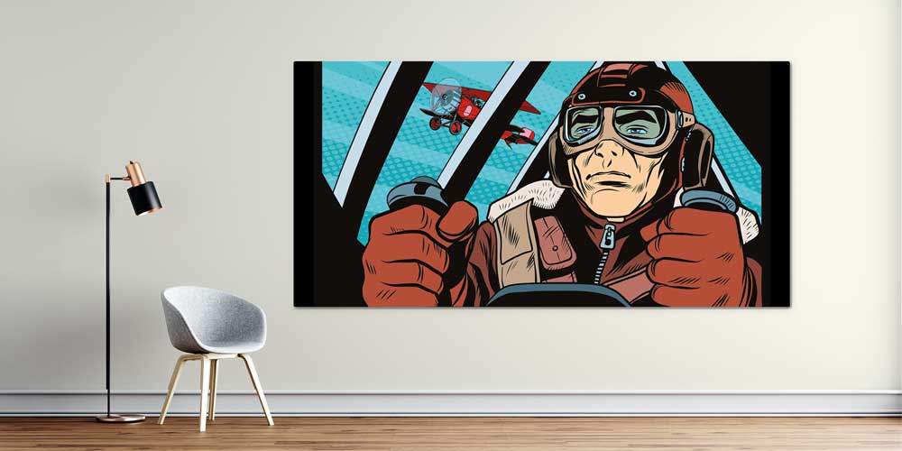 Vintage Pilot ve Uçak Sanat Temalı Dekoratif Baskı 11307