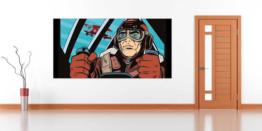 Vintage Pilot ve Uçak Sanat Temalı Dekoratif Baskı 11307