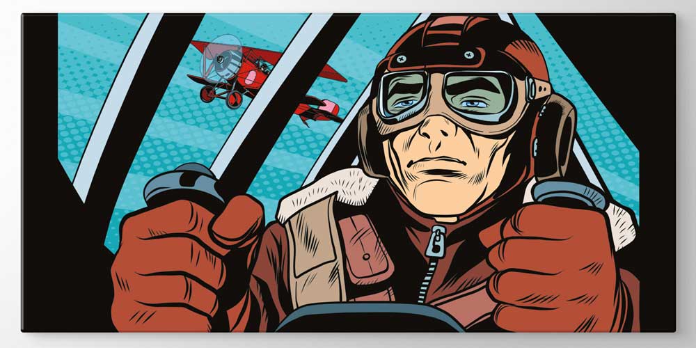 Vintage Pilot ve Uçak Sanat Temalı Dekoratif Baskı 11307