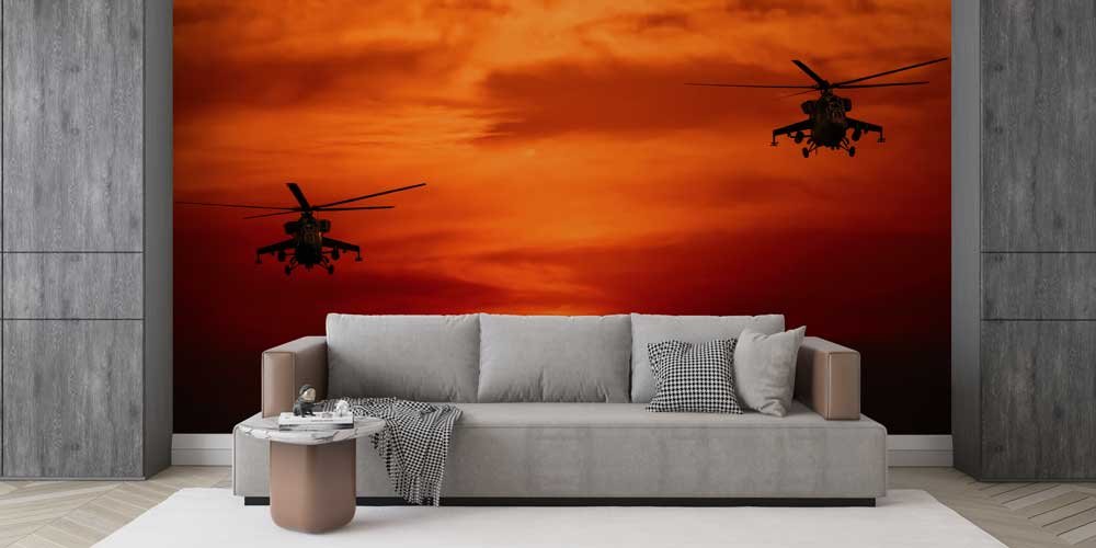 air-force-wall-decoration-10953-02 Askeri Helikopterler Gün Batımı Duvar Kağıdı 10953