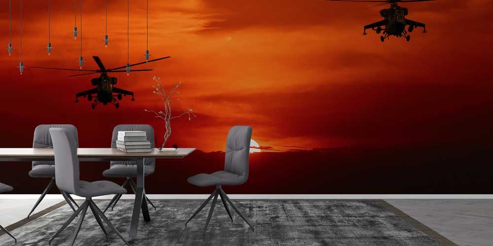 air-force-wall-decoration-10953-03 Askeri Helikopterler Gün Batımı Duvar Kağıdı 10953