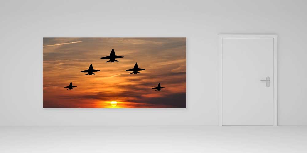 air-force-wall-decoration-11299-00 Savaş Uçakları Gün Batımı Silüet Dekoratif Baskı 11299