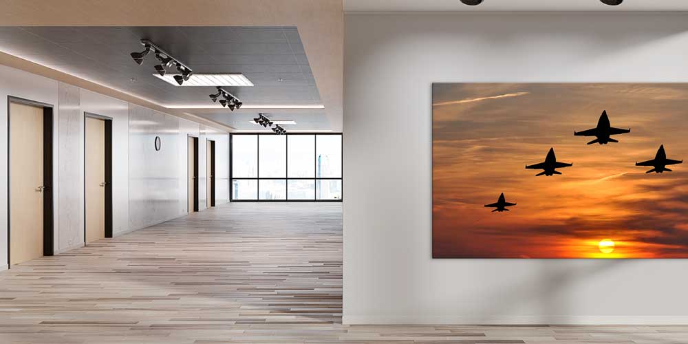 Savaş Uçakları Gün Batımı Silüet Dekoratif Baskı 11299