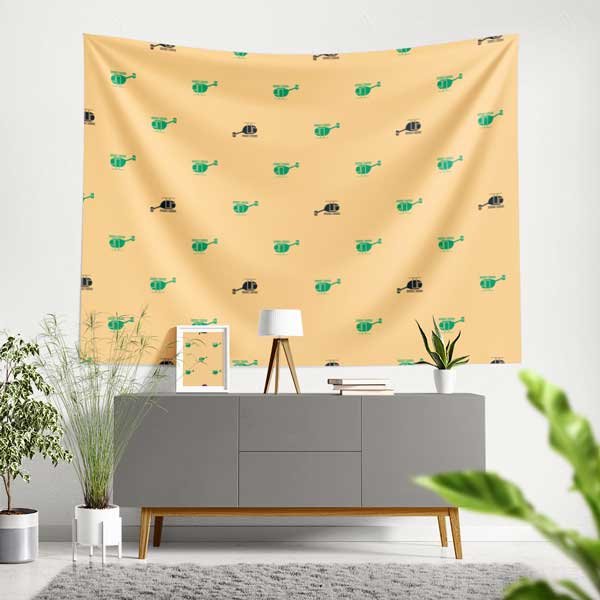 air-force-wall-tapestry-11061-00 Pastel Tonlarda Helikopter Desenli Duvar Örtüsü 11061