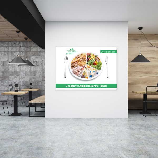 akilli-beslen-duvar-tablo-12630-03 Dengeli ve Sağlıklı Beslenme Tabağı Kanvas Duvar Tablosu – 12630