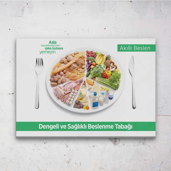 akilli-beslen-duvar-tablo-12630-04 Dengeli ve Sağlıklı Beslenme Tabağı Kanvas Duvar Tablosu – 12630