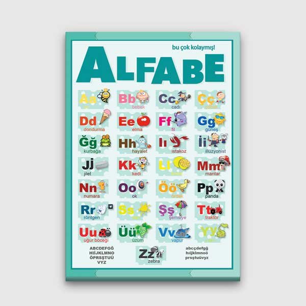 Türkçe Resimli Alfabe Posteri - Harf ve Kelime Öğrenme Panosu – G-202