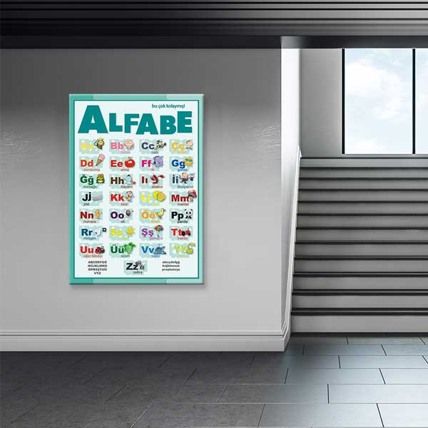 alfabe-sinif-posterler-g-202-03 Türkçe Resimli Alfabe Posteri - Harf ve Kelime Öğrenme Panosu – G-202